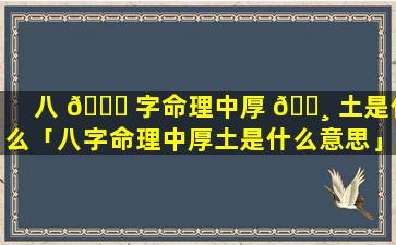 八 🐛 字命理中厚 🕸 土是什么「八字命理中厚土是什么意思」